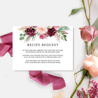 Elegant Burgundy Pink and Blush Wedding Recipe Enclosure Invitations