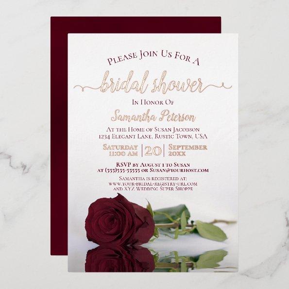 Elegant Burgundy Rose with Rose Gold  Foil