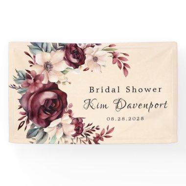 Elegant Burgundy Roses Bridal Shower Welcome Sign