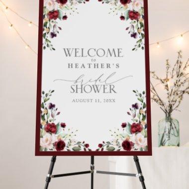 Elegant Burgundy Watercolor Bridal Shower Welcome Foam Board