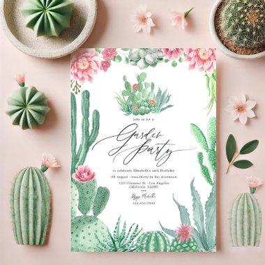 Elegant Cactus and Pink Blooms Garden Party