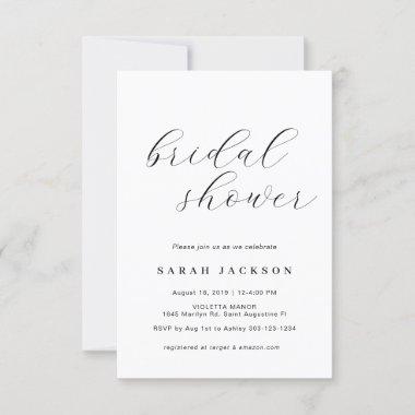 Elegant Caligraphy Bridal Shower Invitations