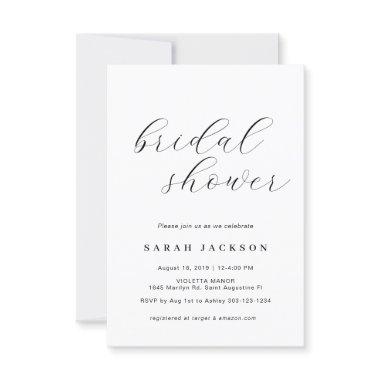 Elegant Caligraphy Bridal Shower Invitations