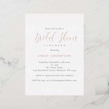 Elegant Calligraphy Bridal Shower Real Rose Gold F Foil Invitations