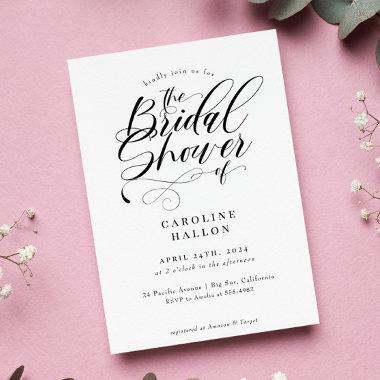 Elegant Calligraphy Classic Bridal Shower Invitati Invitations