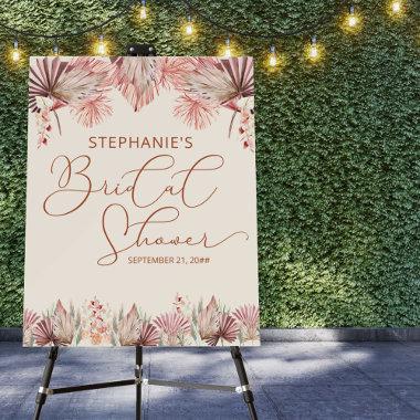 Elegant Calligraphy Dried Palm Boho Bridal Shower Foam Board