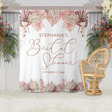 Elegant Calligraphy Dried Palm Boho Bridal Shower Tapestry