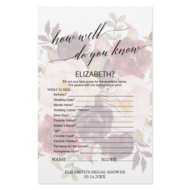 Elegant Calligraphy Faded Floral Bridal Game