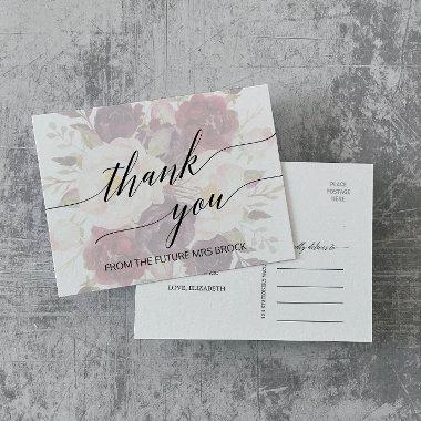 Elegant Calligraphy | Faded Floral Thank You PostInvitations