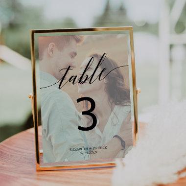 Elegant Calligraphy | Faded Photo Table Number
