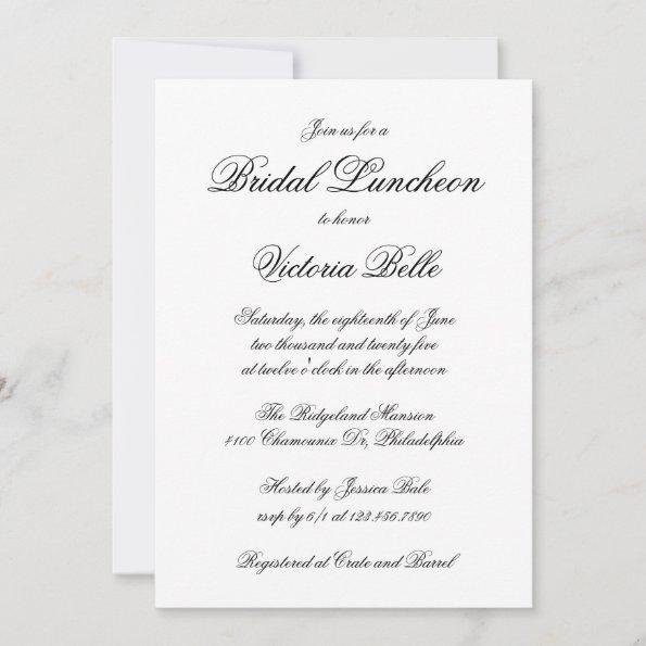 Elegant Calligraphy Formal Bridal Luncheon Invitations