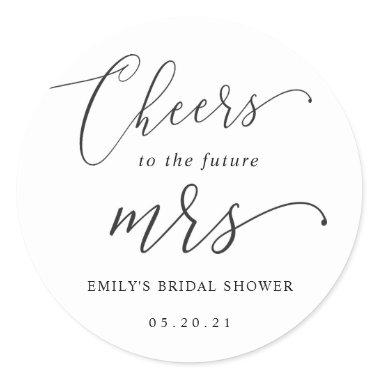 Elegant Calligraphy Future Mrs. Bridal Shower Classic Round Sticker