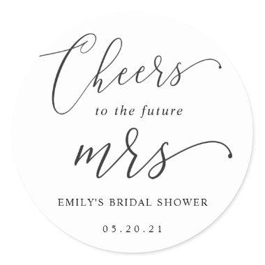 Elegant Calligraphy Future Mrs. Bridal Shower Classic Round Sticker