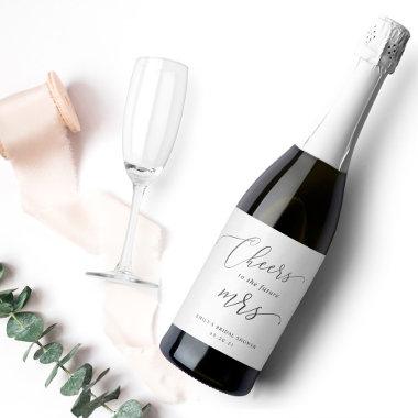 Elegant Calligraphy Future Mrs. Bridal Shower Sparkling Wine Label