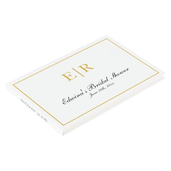 Elegant Calligraphy Gold Monogram  Guest Book