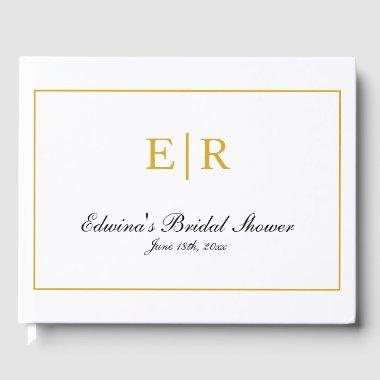 Elegant Calligraphy Gold Monogram  Guest Book