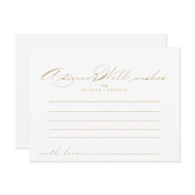 Elegant Calligraphy Gold Wedding Advice Card