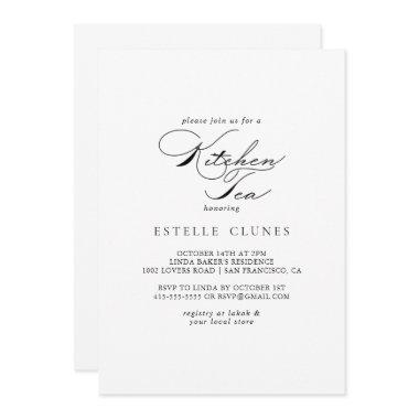 Elegant Calligraphy Kitchen Tea Bridal Shower Invitations