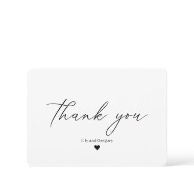 Elegant Calligraphy Script Black White Heart Thank You