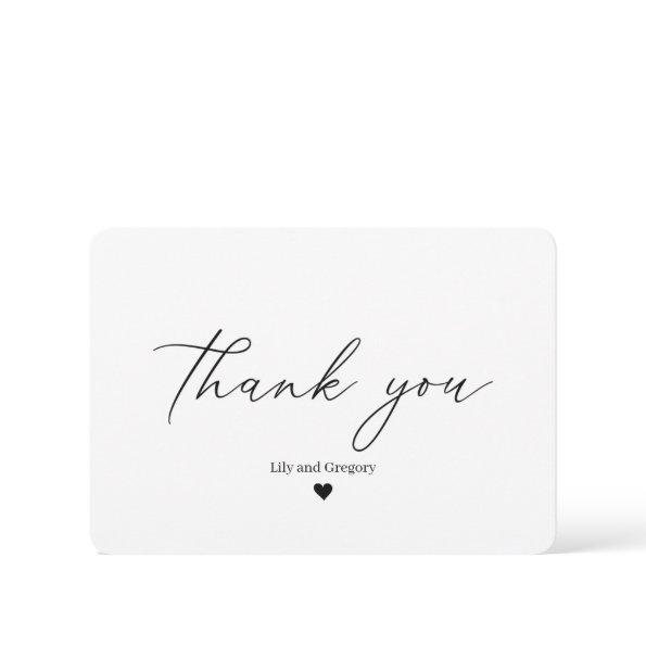 Elegant Calligraphy Script Black White Heart Thank You