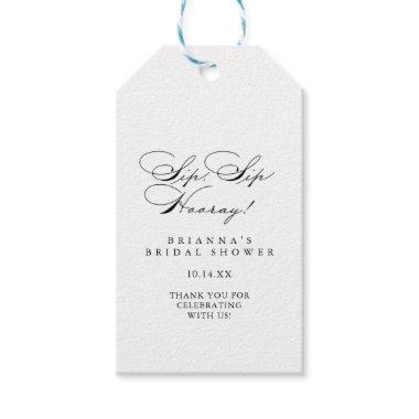 Elegant Calligraphy Sip Sip Hooray Bridal Shower Gift Tags