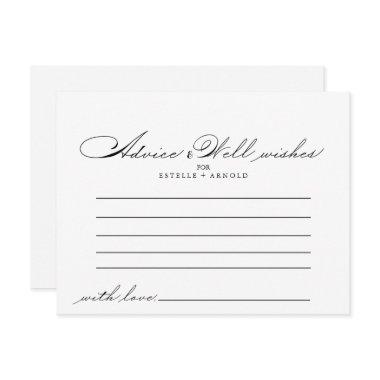 Elegant Calligraphy Wedding Advice Card