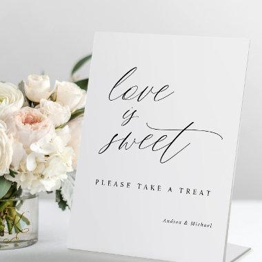 Elegant Calligraphy Wedding Love is Sweet Pedestal Sign