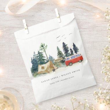 Elegant Camping Watercolor Pine Forest Wedding Favor Bag