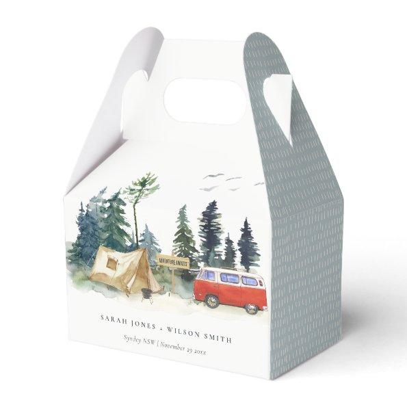 Elegant Camping Watercolor Pine Forest Wedding Favor Box
