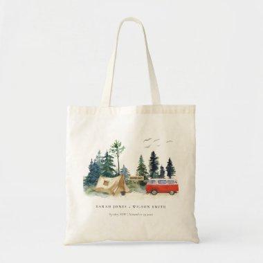 Elegant Camping Watercolor Pine Forest Wedding Tote Bag