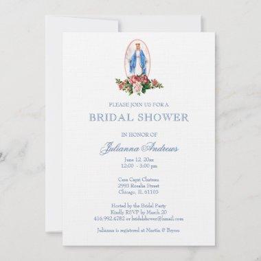 Elegant Catholic Bridal Shower Blue Invitations