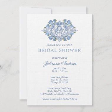 Elegant Catholic Bridal Shower Blue Invitations