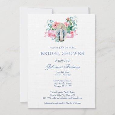 Elegant Catholic Bridal Shower Floral Invitations