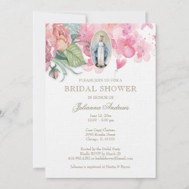 Elegant Catholic Bridal Shower Floral Invitations