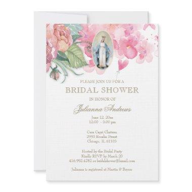 Elegant Catholic Bridal Shower Floral Invitations