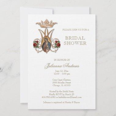 Elegant Catholic Bridal Shower Guadalupe Roses Inv Invitations