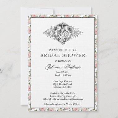 Elegant Catholic Bridal Shower Holy Family Roses Invitations