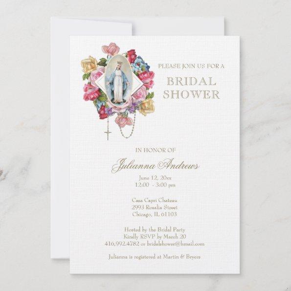 Elegant Catholic Mary Bridal Shower Eucalyptus I Invitations