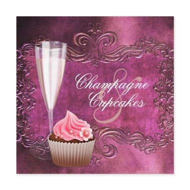 Elegant Champagne and Cupcake Bridal Shower Invitations