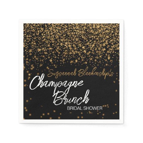 Elegant Champagne Brunch  Gold Bokeh Napkins