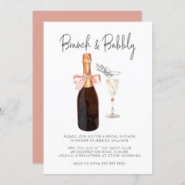 Elegant Champagne Brunch & Bubbly Bridal Shower Invitations