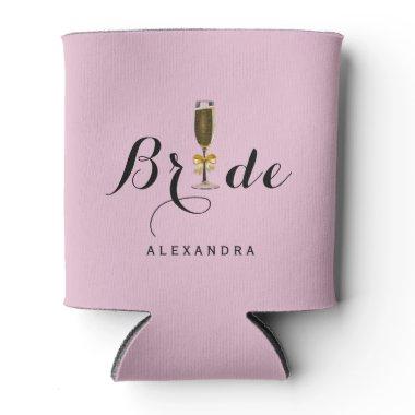 Elegant Champagne Glass Bride Can Cooler