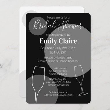 Elegant champagne glass cheers bridal shower Invitations