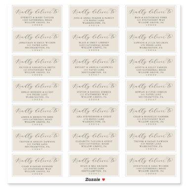 Elegant Champagne Wedding Guest Address Labels