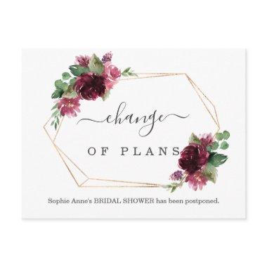 Elegant Change of Plans Bridal Shower Postponed PostInvitations