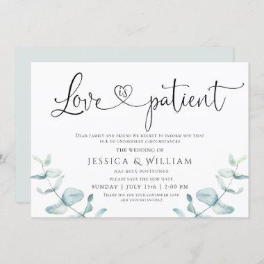 Elegant Change the Date Love is Patient Watercolor Invitations