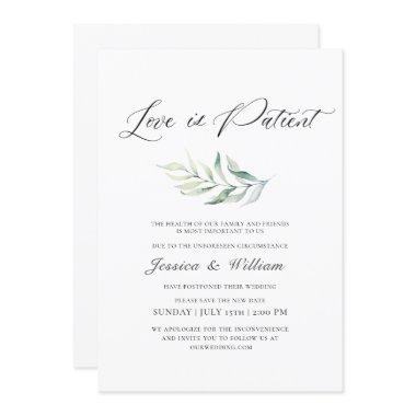 Elegant Change the Date Love is Patient Watercolor Invitations