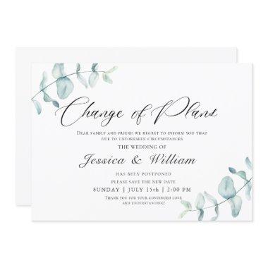 Elegant Change the Date Postponed Watercolor Invitations