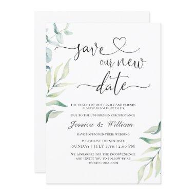 Elegant Change the Date Watercolor Modern Invitations