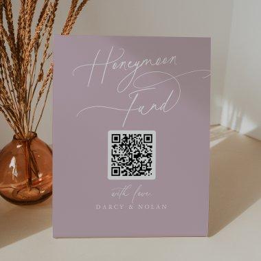 Elegant Charm Pink QR Code Honeymoon Fund Sign